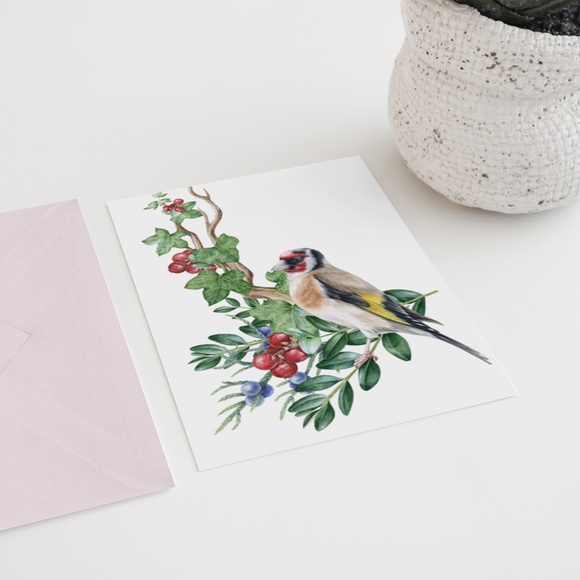 Goldfinch Bird Wall Art Watercolor Illustration Print Poster Card Unframed - Picture 6 of 7